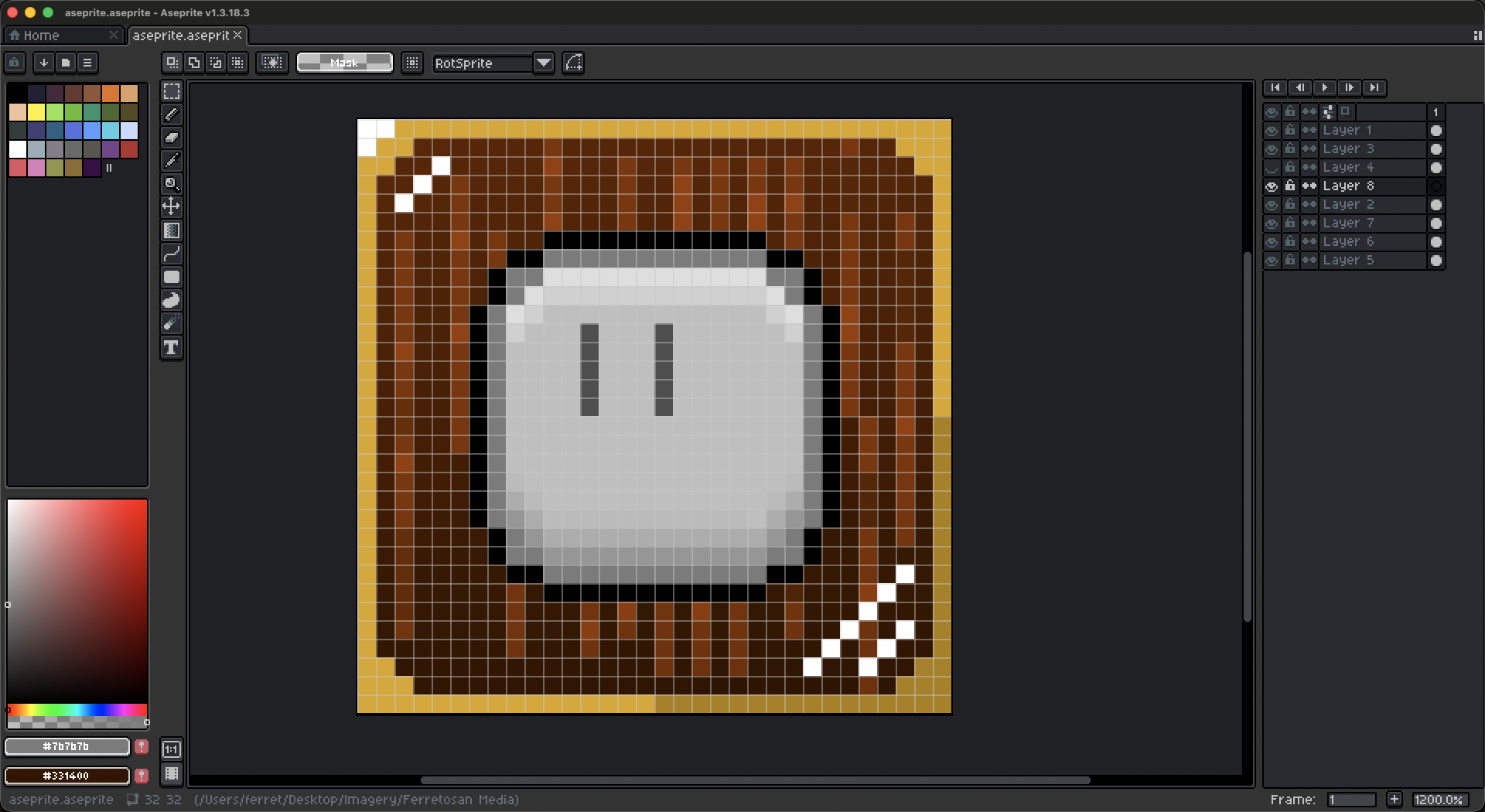 Screenshot of the Aseprite editor.