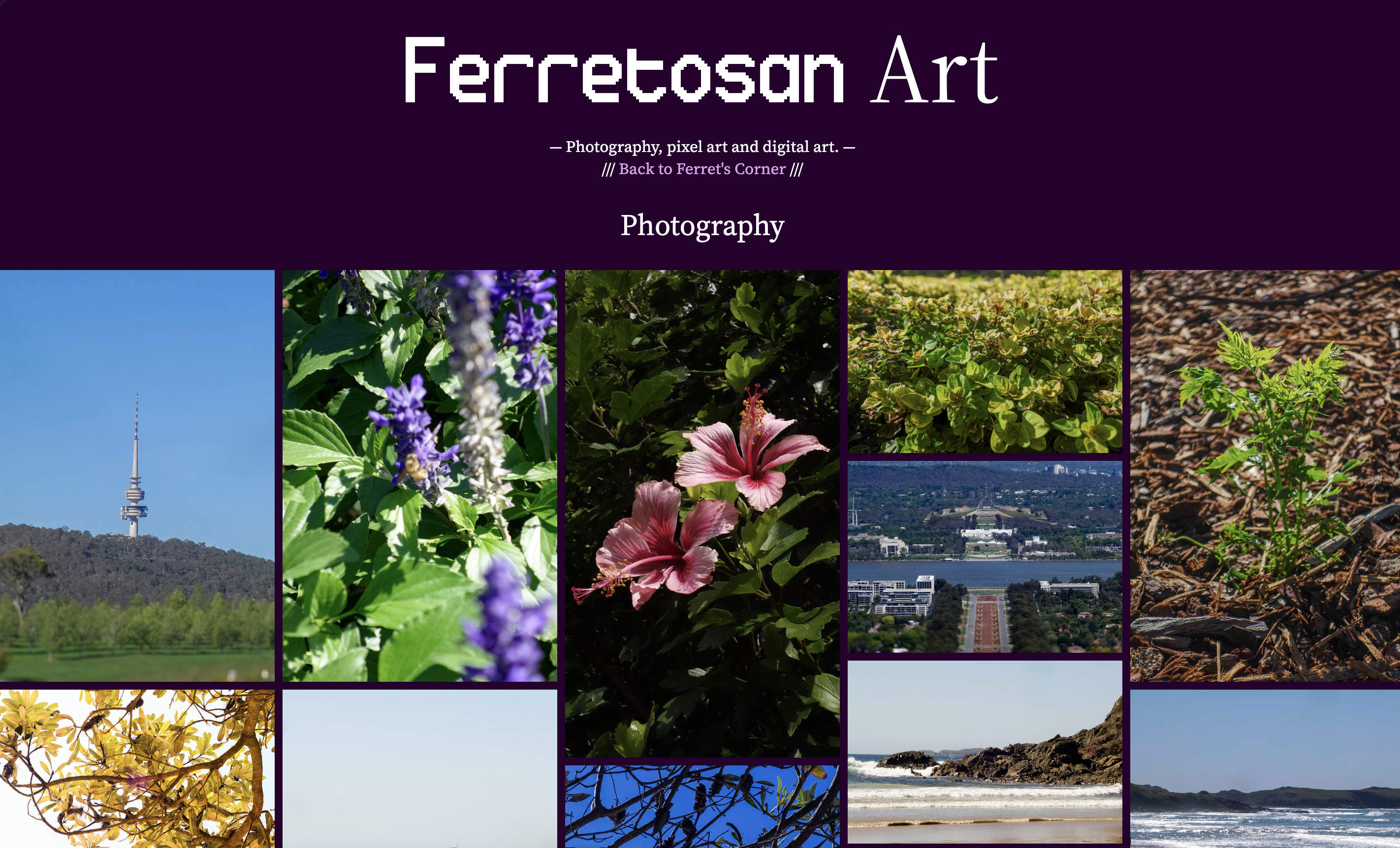 A screenshot of version 9 of my website.